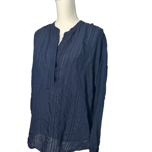 VINCE Womens Navy Blue Peasant Top Size Large - Picture 2 of 8